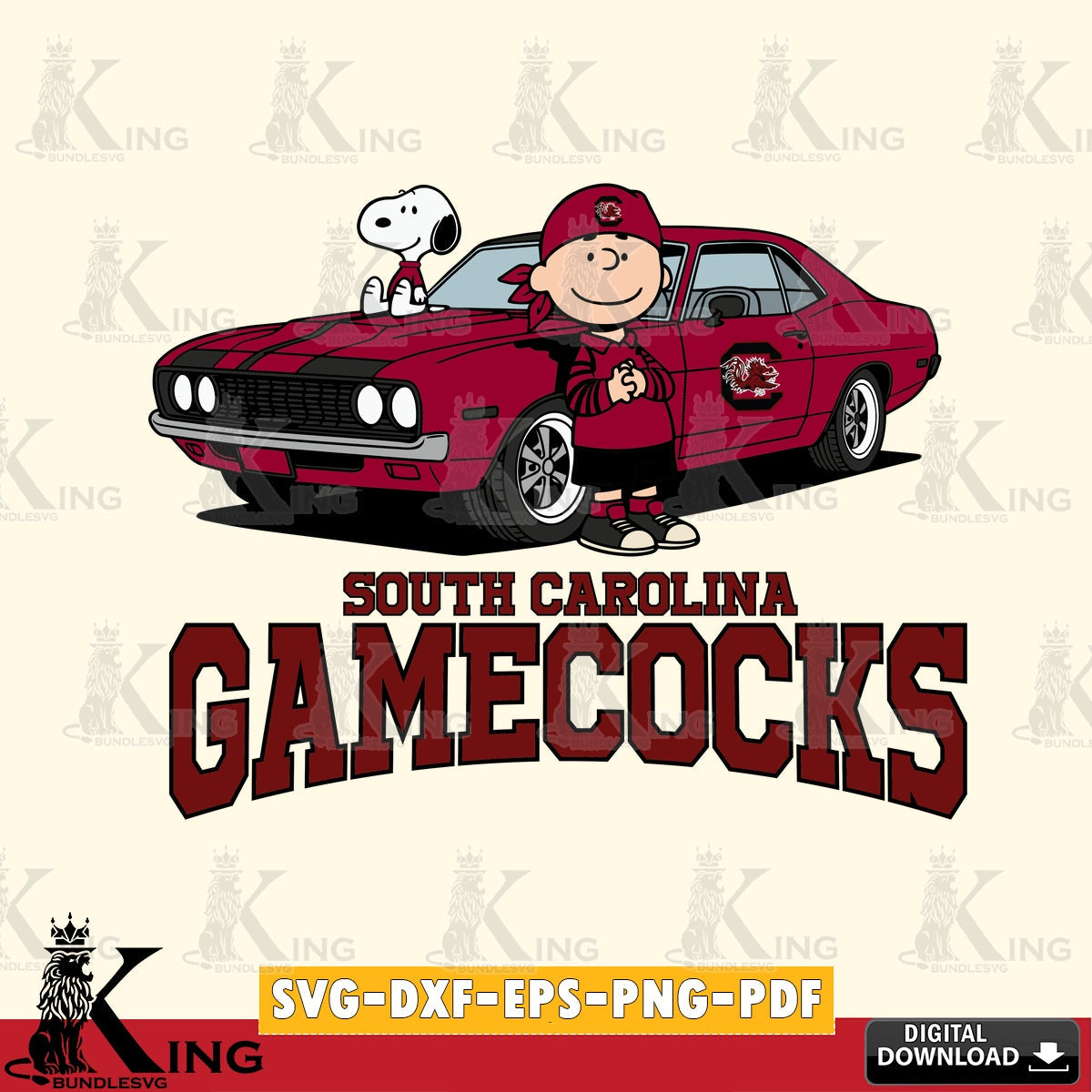 South Carolina Gamecocks Peanuts Muscle Car SVG, Cricut, Cut file  , Digital Download , Instant Download, Peanuts svg, NCAA svg, Football svg, Sport svg