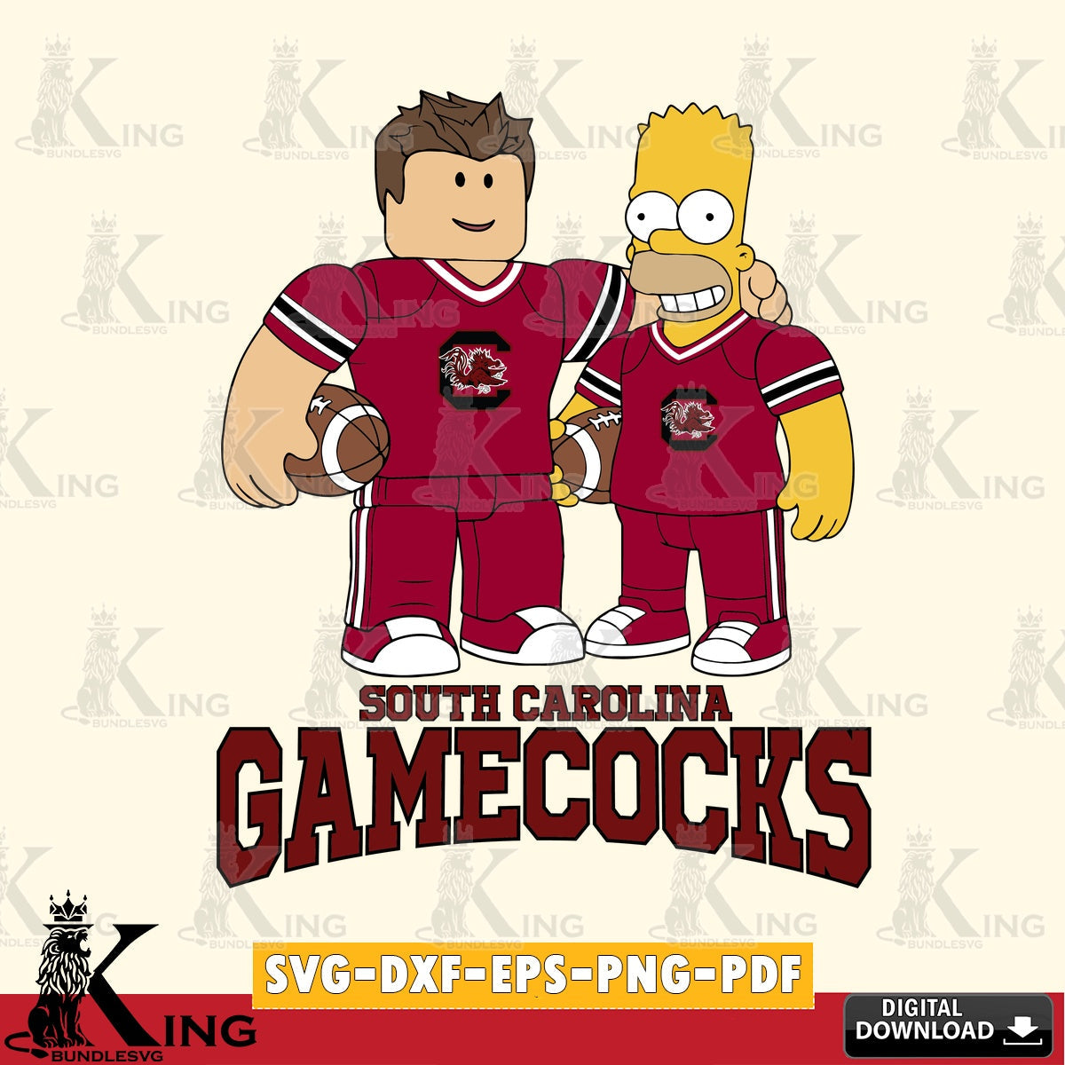 South Carolina Gamecocks Roblox & Homer Simpson Football SVG file , NCAA Cricut,  File cut , Digital Download , PDF File