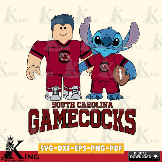 South Carolina Gamecocks Roblox & Stitch Football SVG file , NCAA Cricut,  File cut , Digital Download , PDF File