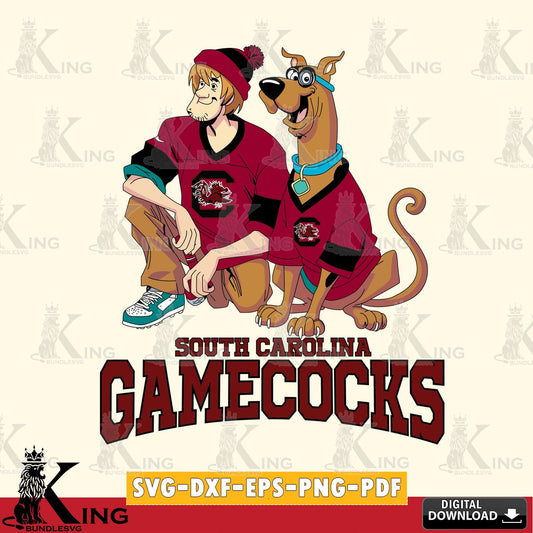 Artistic drawing of South Carolina Gamecocks Shaggy and Scooby Doo football, PNG clipart for sublimation printing and graphic