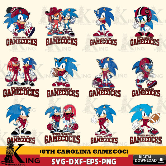 Comprehensive collection of South Carolina Gamecocks Sonic & Knuckles NCAA Football Bundle PNG clipart for sublimation printing