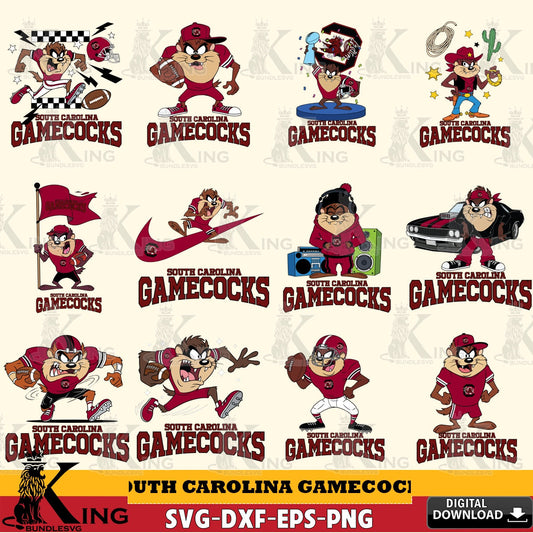 South Carolina Gamecocks Taz Football NCAA Bundle SVG file, Cut file  , Digital Download , Instant Download, Taz svg, NCAA svg