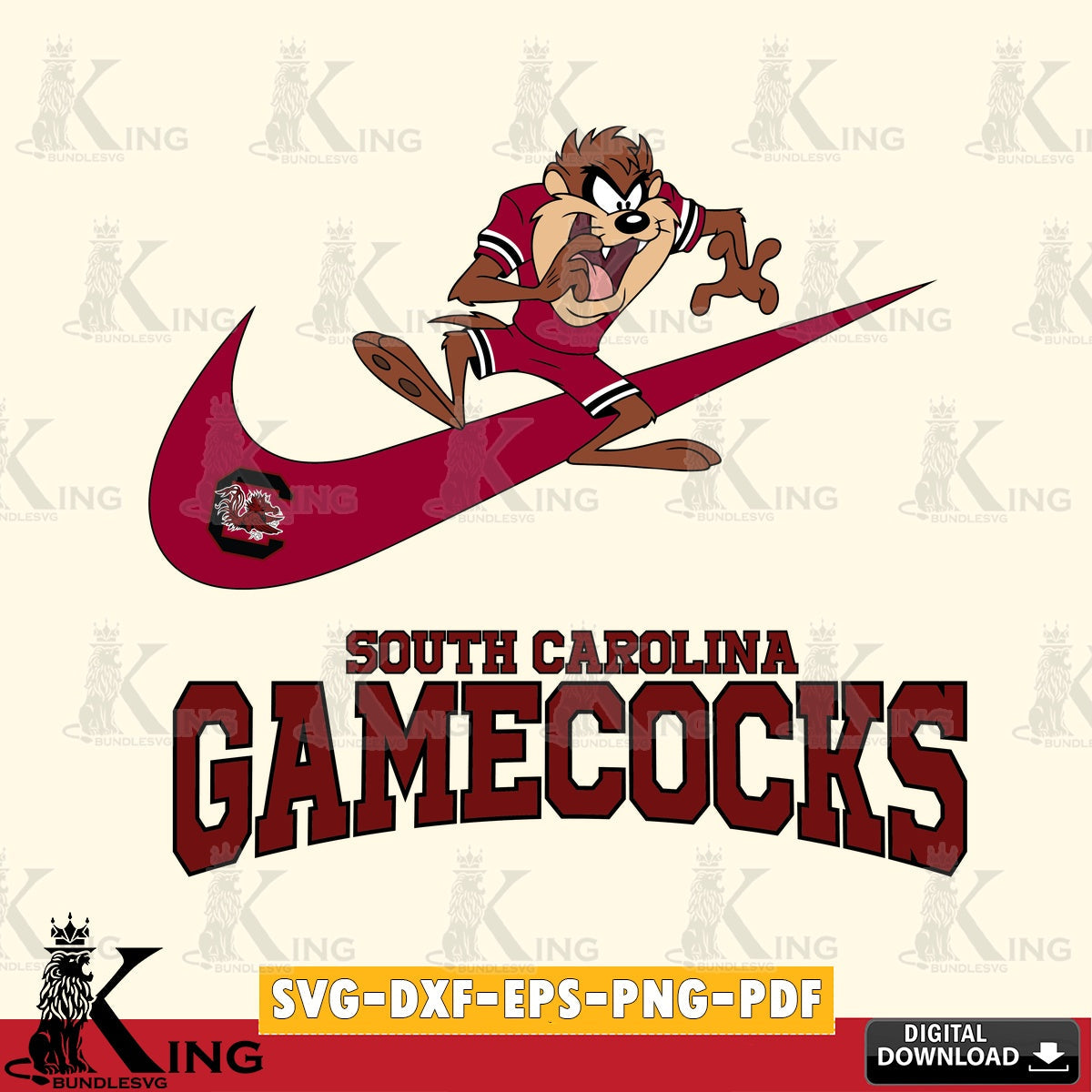 South Carolina Gamecocks Taz Football Nike SVG file, Cut file  , Digital Download , Instant Download, Taz svg, NCAA svg