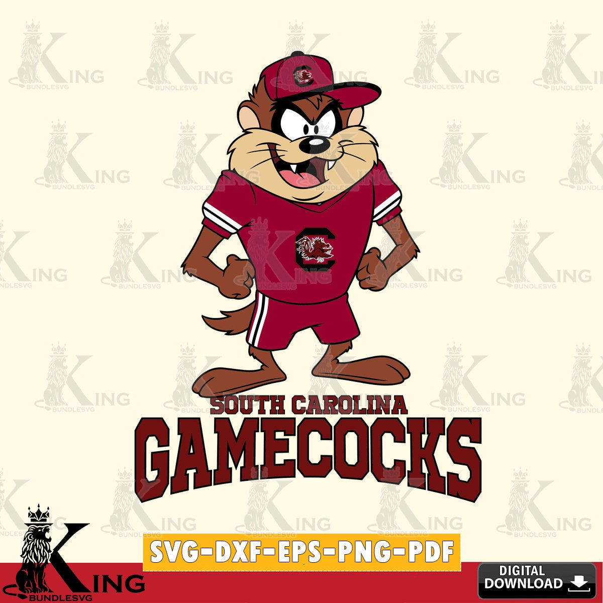 South Carolina Gamecocks Taz Standing Pose SVG file, Cut file  , Digital Download , Instant Download, Taz svg, NCAA svg