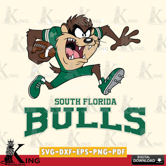 South Florida Bulls Angry Taz Football SVG file, Cut file  , Digital Download , Instant Download, Taz svg, NCAA svg