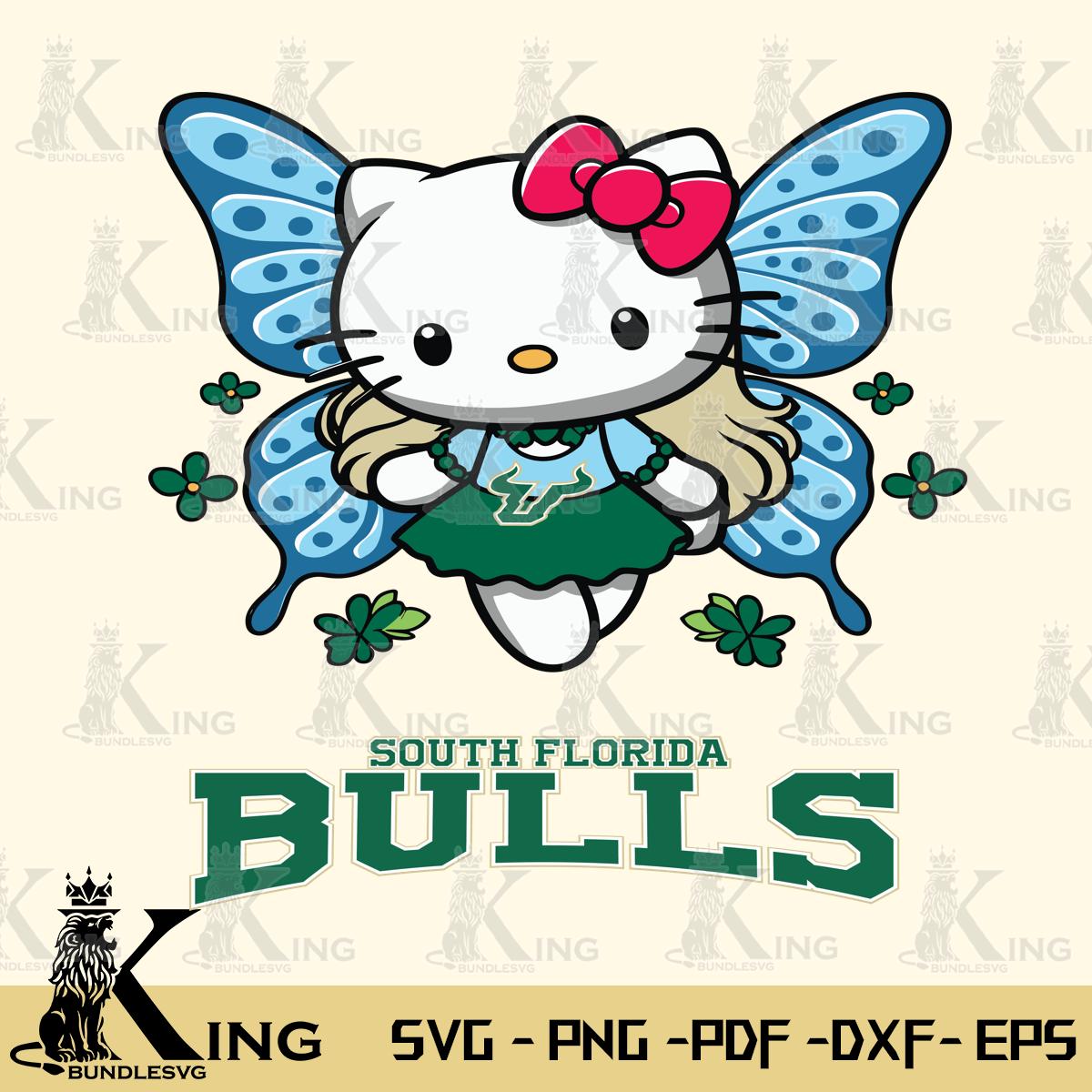 South Florida Bulls Butterfly Kitty Charm Svg Eps Dxf Png File, Digital Download