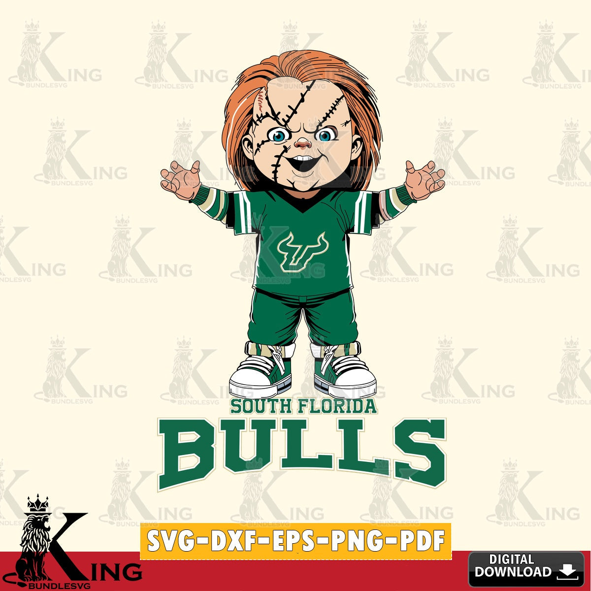 Creative design featuring South Florida Bulls Chucky Football, NCAA, SVG PNG design suitable for Glowforge and laser cutting