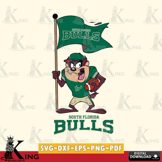 South Florida Bulls Football Taz Flag Art SVG file, Cut file  , Digital Download , Instant Download, Taz svg, NCAA svg