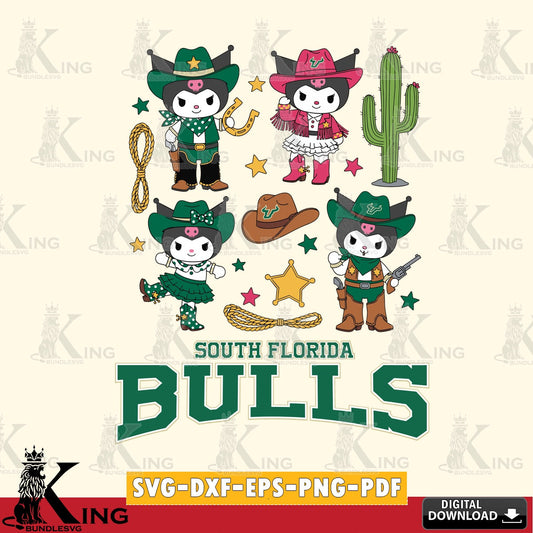 South Florida Bulls Kuromi Cowboy Western SVG file, Cricut, Cut file  , Digital Download , Instant Download, Sanrio svg, Clipart
