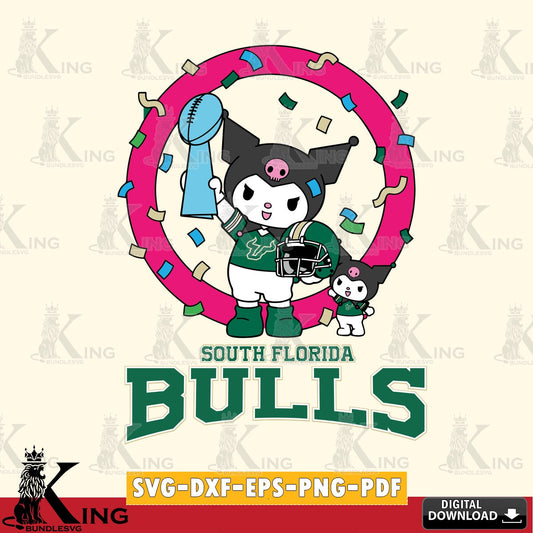 South Florida Bulls Kuromi Football Champion SVG file, Cricut, Cut file  , Digital Download , Instant Download, Sanrio svg, Clipart