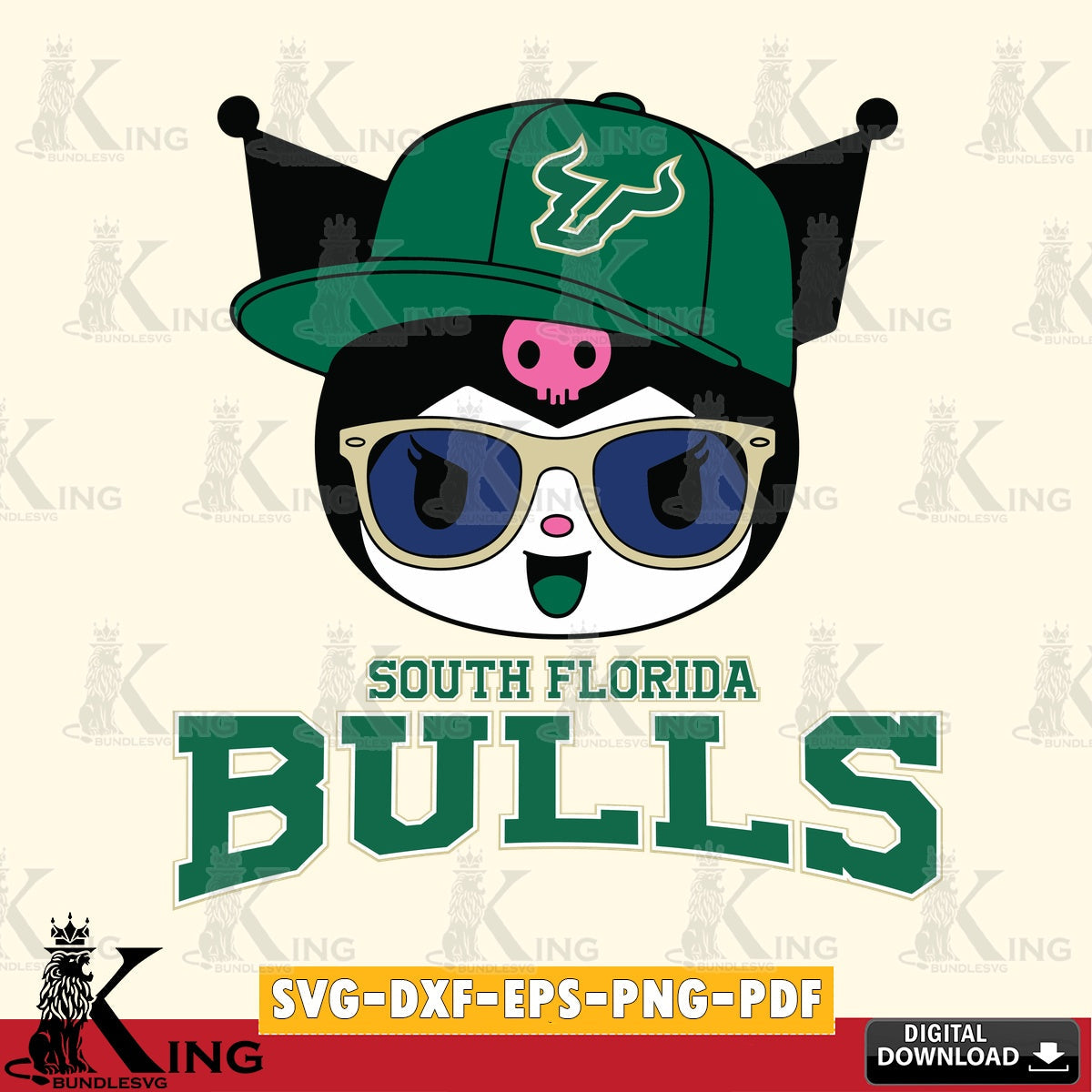 South Florida Bulls Kuromi Football Cool SVG file, Cricut, Cut file  , Digital Download , Instant Download, Sanrio svg, Clipart