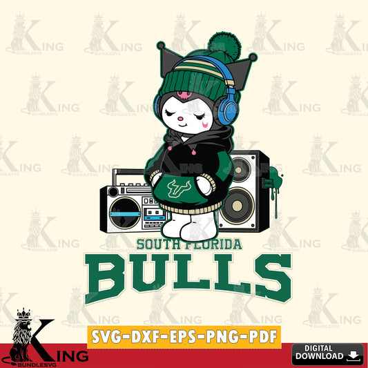 South Florida Bulls Kuromi Football Music SVG file, Cricut, Cut file  , Digital Download , Instant Download, Sanrio svg, Clipart