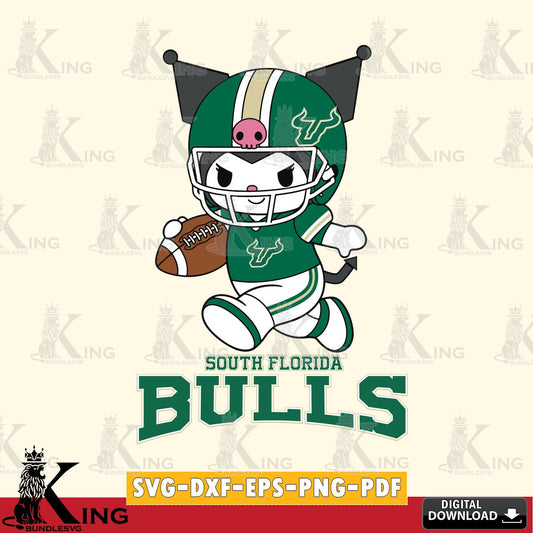 South Florida Bulls Kuromi Football Run SVG file, Cricut, Cut file  , Digital Download , Instant Download, Sanrio svg, Clipart