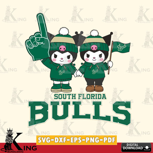 South Florida Bulls Kuromi rugby Fan SVG file, Cricut, Cut file  , Digital Download , Instant Download, Sanrio svg, Clipart