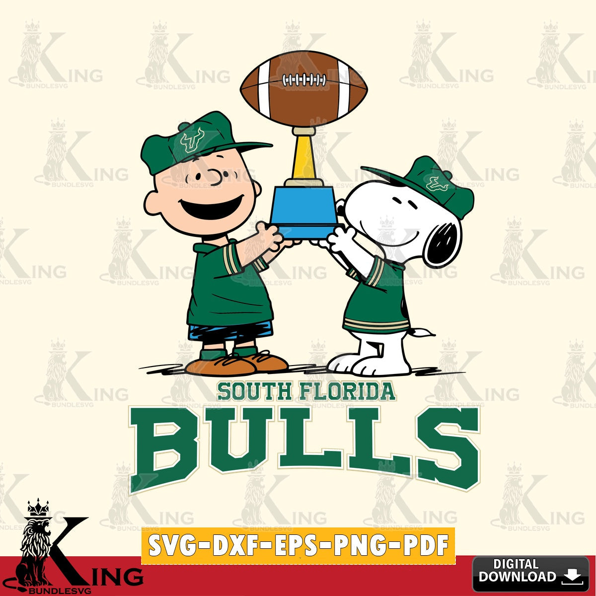 South Florida Bulls Peanuts Football Trophy SVG, Cricut, Cut file  , Digital Download , Instant Download, Peanuts svg, NCAA svg, Football svg, Sport svg