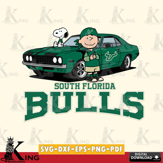 South Florida Bulls Peanuts Muscle Car SVG, Cricut, Cut file  , Digital Download , Instant Download, Peanuts svg, NCAA svg, Football svg, Sport svg