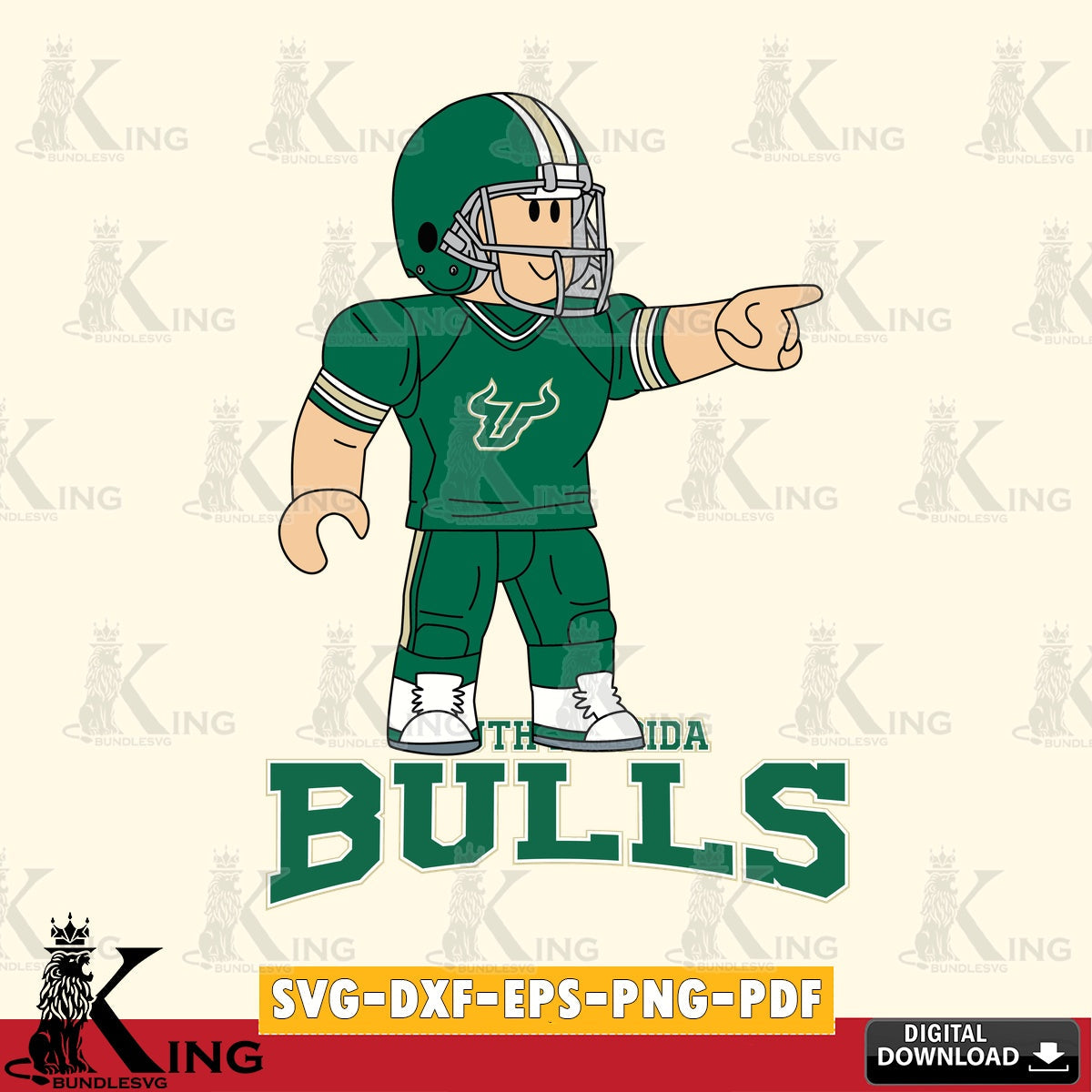 South Florida Bulls Roblox Player Football SVG file , NCAA Cricut,  File cut , Digital Download , PDF File