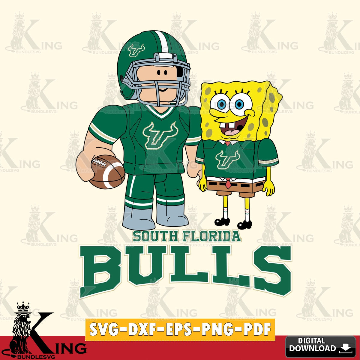 South Florida Bulls Roblox & Spongebob Football SVG file , NCAA Cricut,  File cut , Digital Download , PDF File