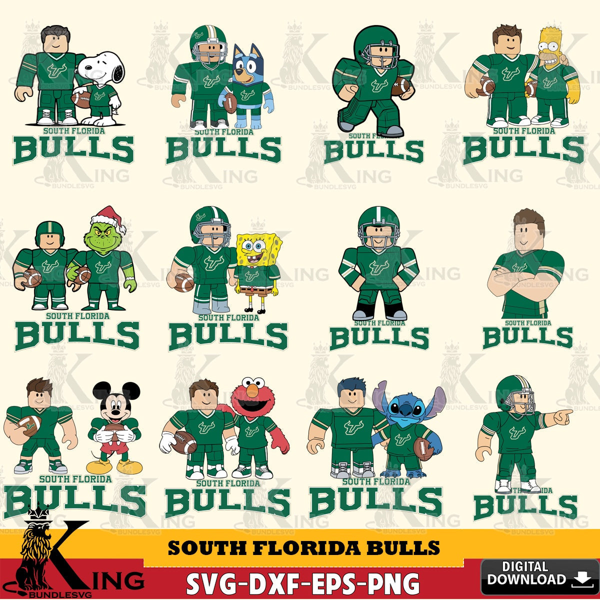 South Florida Bulls Roblox With Friends football NCAA Bundle SVG file , NCAA Cricut,  File cut , Digital Download , PDF File
