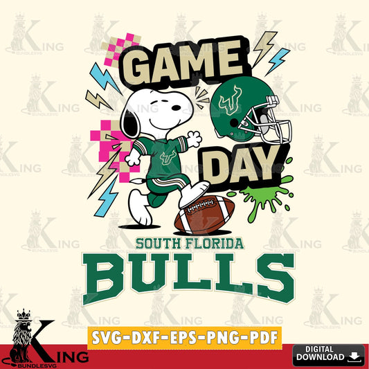 South Florida Bulls Snoopy Game day SVG, Cricut, Cut file  , Digital Download , Instant Download, Peanuts svg, NCAA svg, Football svg, Sport svg