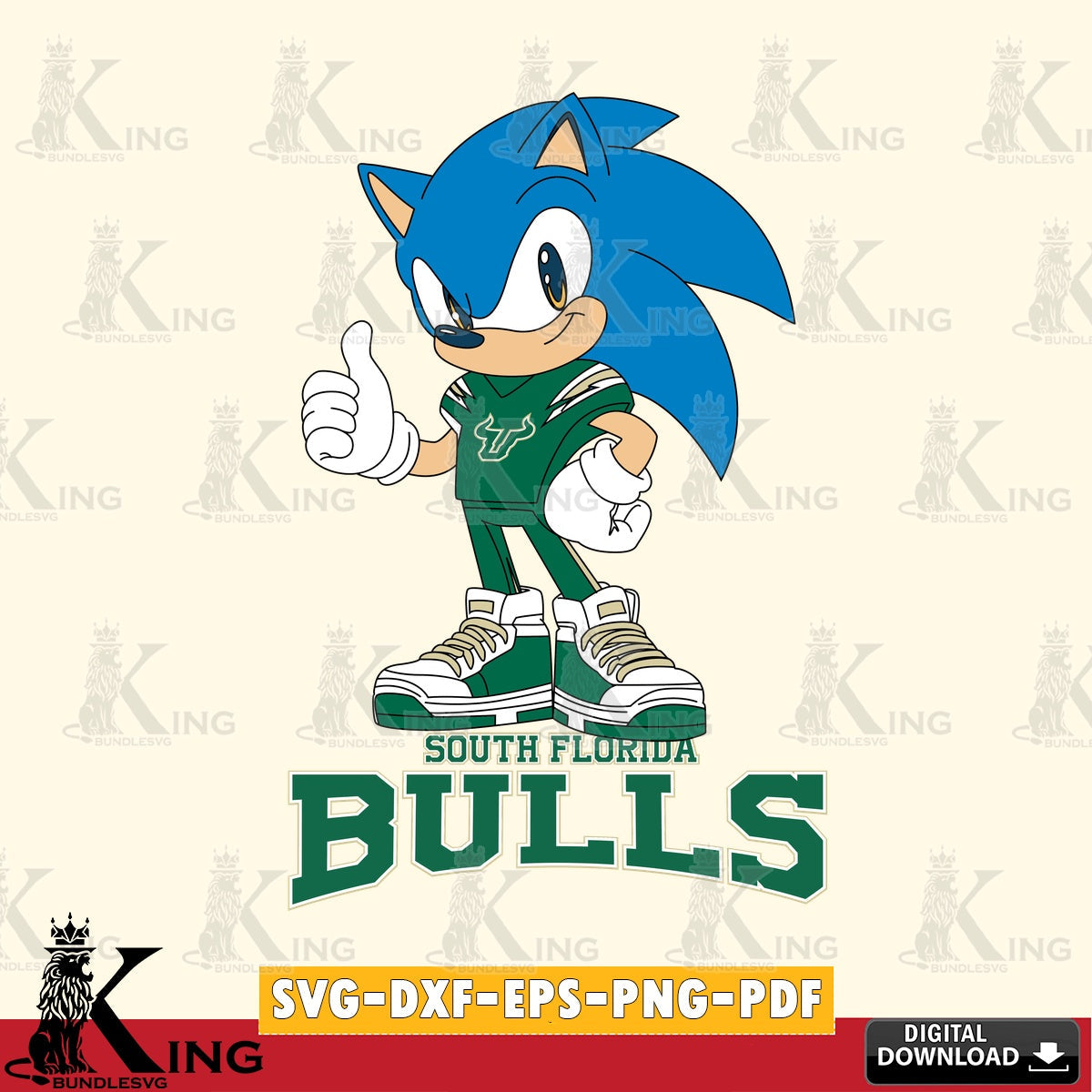 Stylish representation of South Florida Bulls Sonic Like Football SVG PNG files perfect for Cricut and Silhouette cutting