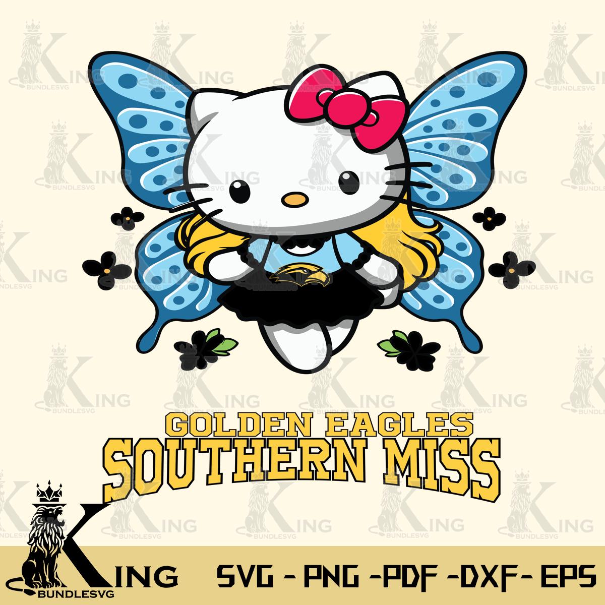 Southern Miss Golden Eagles Butterfly Kitty Charm Svg Eps Dxf Png File, Digital Download