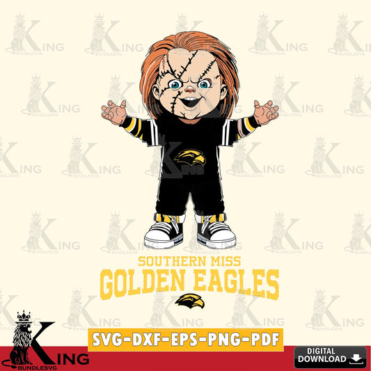 Beautiful illustration of Southern Miss Golden Eagles Chucky Football, NCAA, PNG clipart for sublimation printing and graphic
