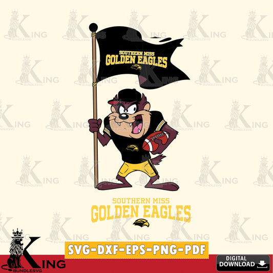 Southern Miss Golden Eagles Football Taz Flag Art SVG file, Cut file  , Digital Download , Instant Download, Taz svg, NCAA svg