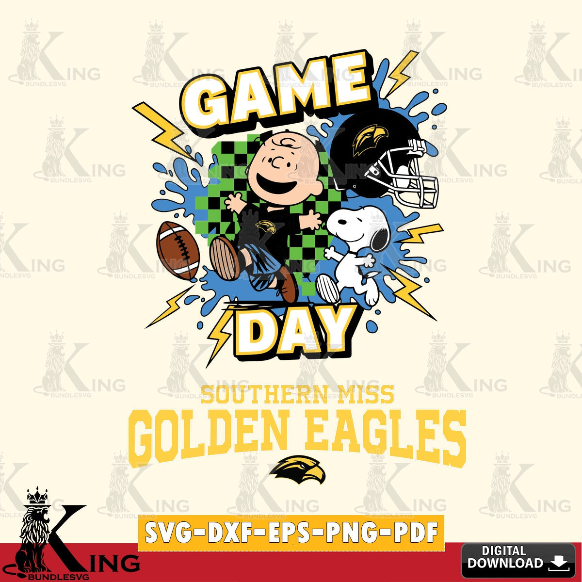 Southern Miss Golden Eagles Game Day Peanuts SVG, Cricut, Cut file  , Digital Download , Instant Download, Peanuts svg, NCAA svg, Football svg, Sport svg