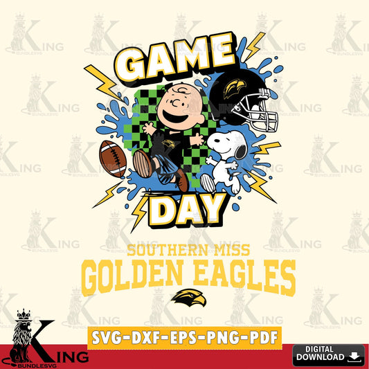 Southern Miss Golden Eagles Game Day Peanuts SVG, Cricut, Cut file  , Digital Download , Instant Download, Peanuts svg, NCAA svg, Football svg, Sport svg