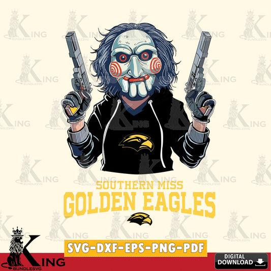 Eye-catching graphic of Southern Miss Golden Eagles Jigsaw Billy Football digital download for Cricut Maker and paper crafts