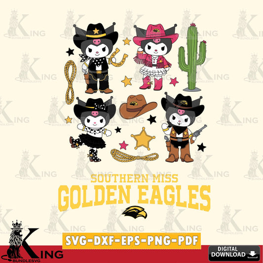 Southern Miss Golden Eagles Kuromi Cowboy Western SVG file, Cricut, Cut file  , Digital Download , Instant Download, Sanrio svg, Clipart