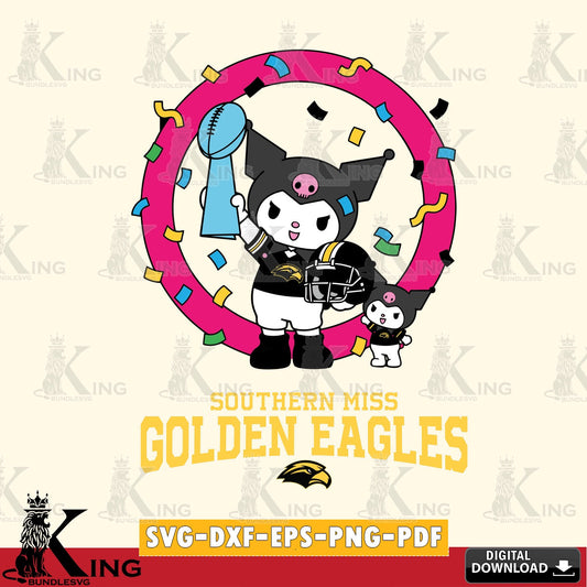 Southern Miss Golden Eagles Kuromi Football Champion SVG file, Cricut, Cut file  , Digital Download , Instant Download, Sanrio svg, Clipart
