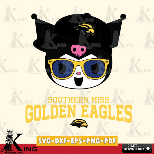 Southern Miss Golden Eagles Kuromi Football Cool SVG file, Cricut, Cut file  , Digital Download , Instant Download, Sanrio svg, Clipart