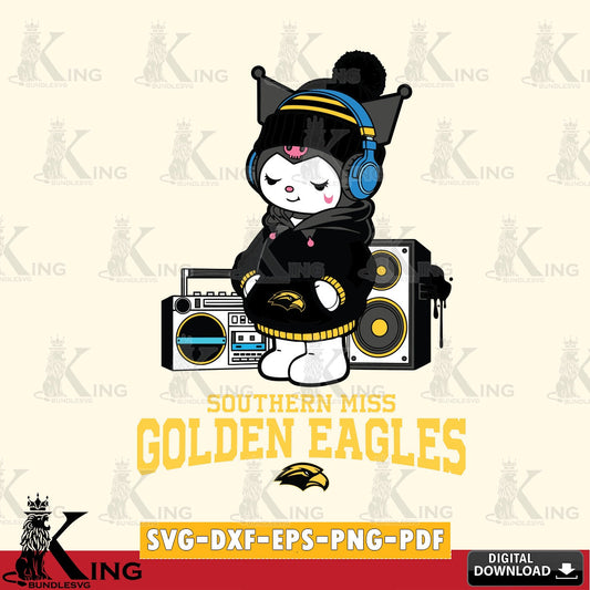 Southern Miss Golden Eagles Kuromi Football Music SVG file, Cricut, Cut file  , Digital Download , Instant Download, Sanrio svg, Clipart