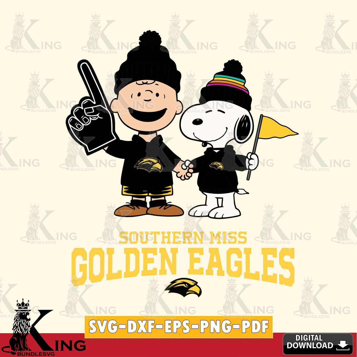 Southern Miss Golden Eagles Peanuts Fan Gear SVG, Cricut, Cut file  , Digital Download , Instant Download, Peanuts svg, NCAA svg, Football svg, Sport svg