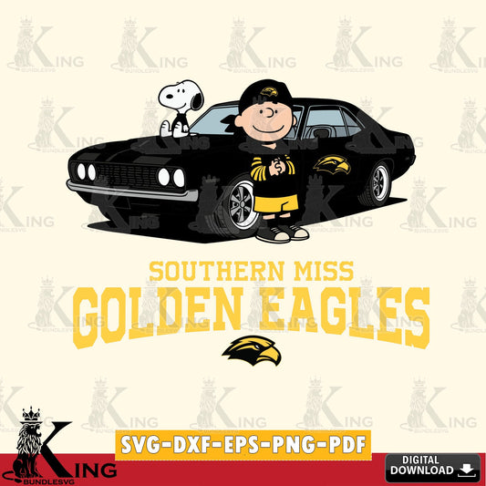 Southern Miss Golden Eagles Peanuts Muscle Car SVG, Cricut, Cut file  , Digital Download , Instant Download, Peanuts svg, NCAA svg, Football svg, Sport svg