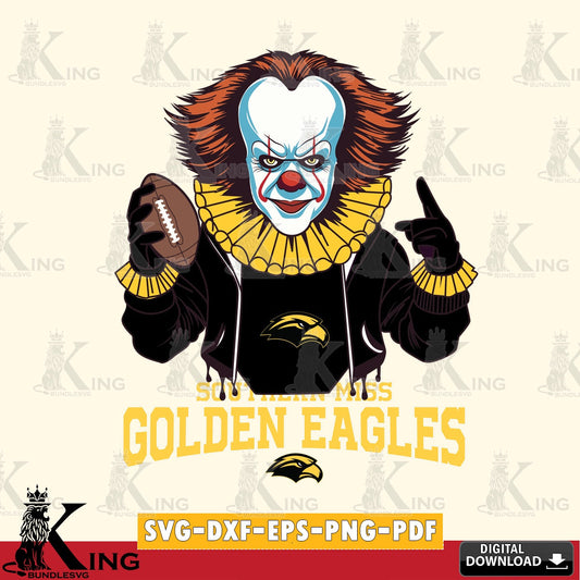 Detailed illustration of a Southern Miss Golden Eagles Pennywise football player, versatile clip art for stickers, decals, and