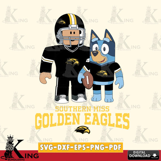 Southern Miss Golden Eagles Roblox & Bluey Football SVG file , NCAA Cricut,  File cut , Digital Download , PDF File