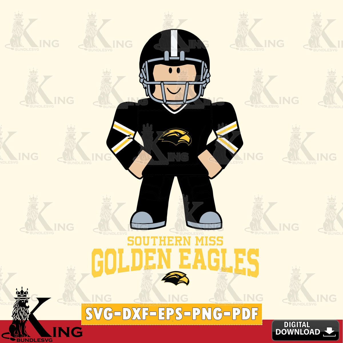 Southern Miss Golden Eagles Roblox Cool Football SVG file , NCAA Cricut,  File cut , Digital Download , PDF File