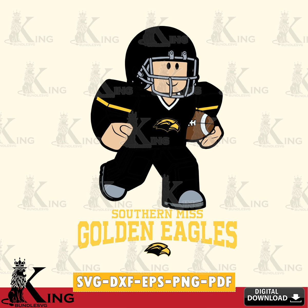 Southern Miss Golden Eagles Roblox Player Rugby SVG file , NCAA Cricut,  File cut , Digital Download , PDF File