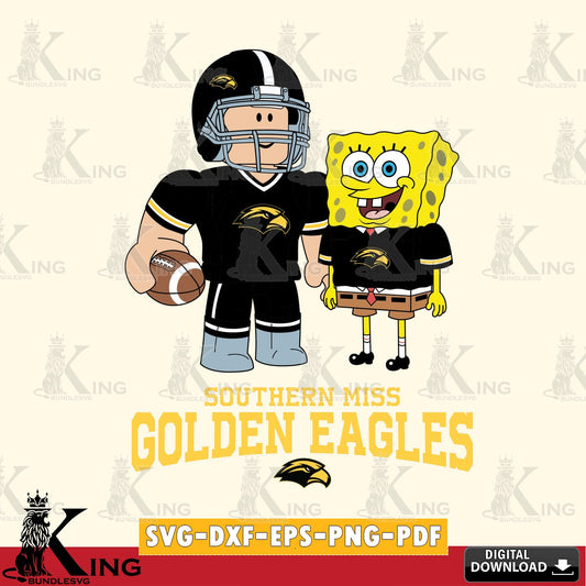 Southern Miss Golden Eagles Roblox & Spongebob Football SVG file , NCAA Cricut,  File cut , Digital Download , PDF File