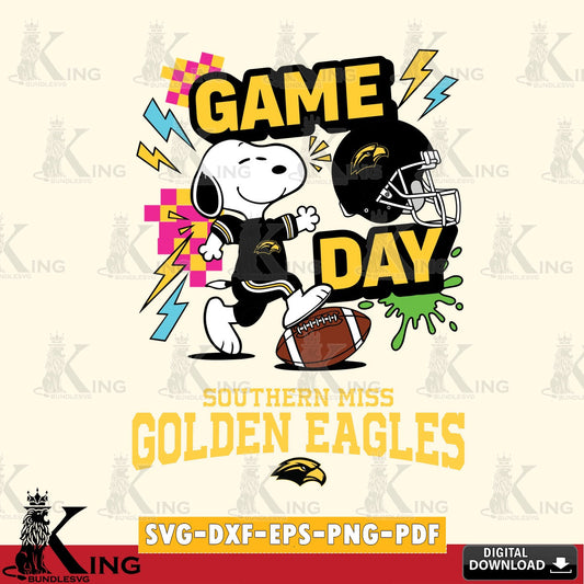 Southern Miss Golden Eagles Snoopy Game day SVG, Cricut, Cut file  , Digital Download , Instant Download, Peanuts svg, NCAA svg, Football svg, Sport svg