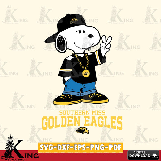 Southern Miss Golden Eagles Snoopy Say hi SVG, Cricut, Cut file  , Digital Download , Instant Download, Peanuts svg, NCAA svg, Football svg, Sport svg