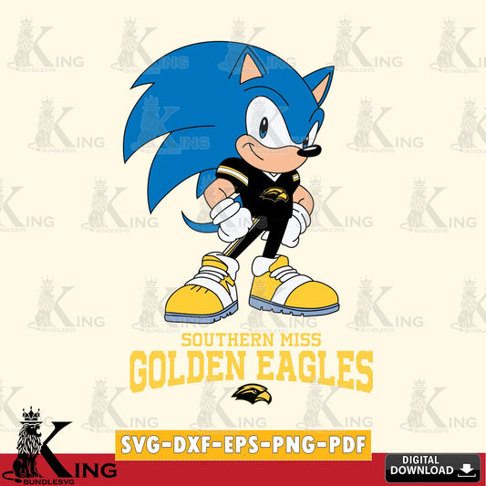 Beautiful illustration of Southern Miss Golden Eagles Sonic Football Star Mascot SVG PNG design suitable for Glowforge and laser