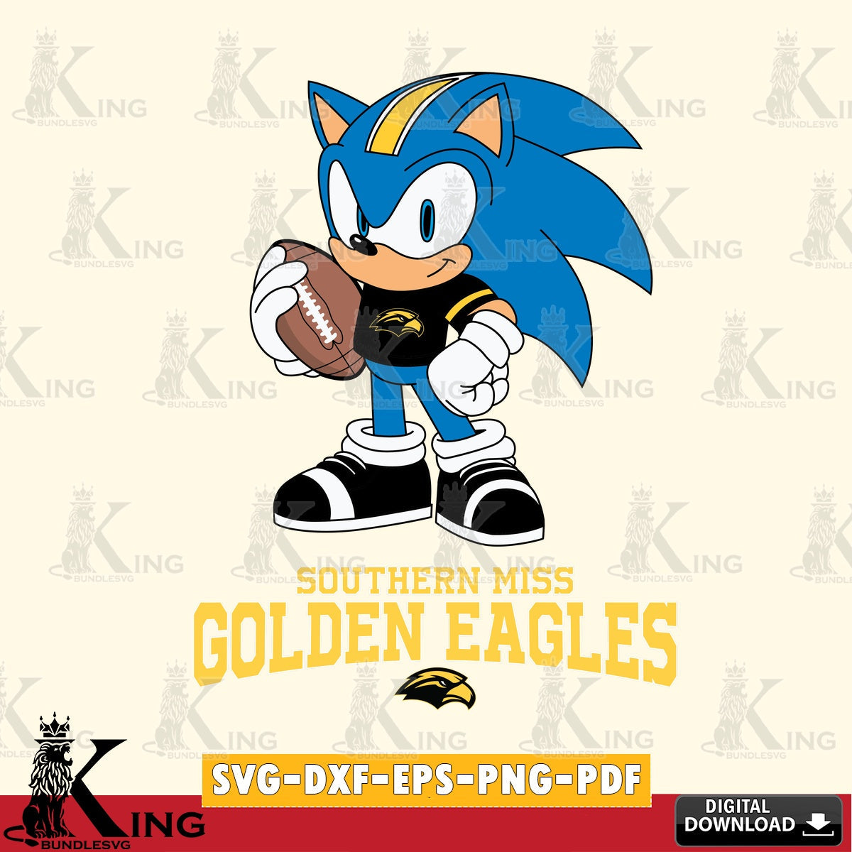 Southern Miss Golden Eagles Sonic Game Day Ready SVG file, Vector , Digital Download , PDF File , Instant Download