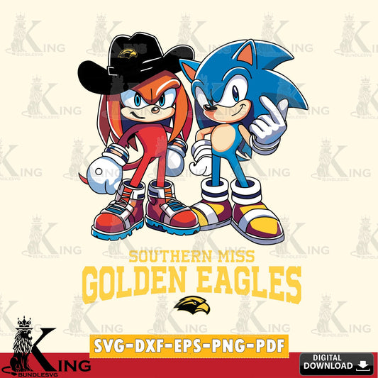Southern Miss Golden Eagles Sonic & Knuckles Football Mascot SVG file, Vector , Digital Download , PDF File , Instant Download