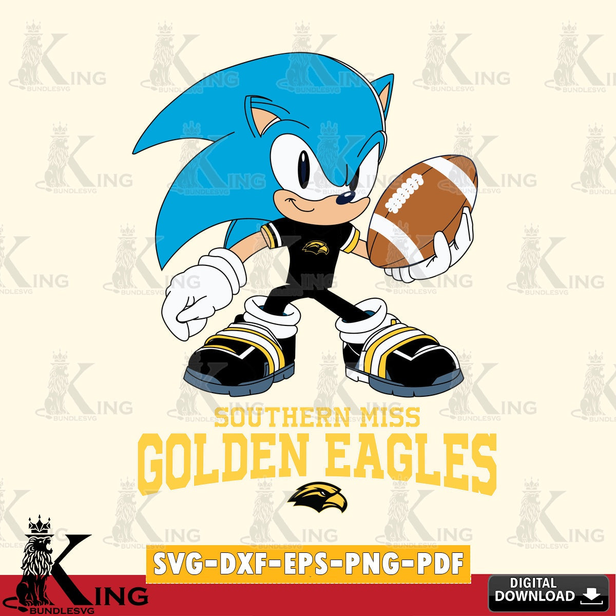 Southern Miss Golden Eagles Sonic Rugby SVG file, Vector , Digital Download , PDF File , Instant Download