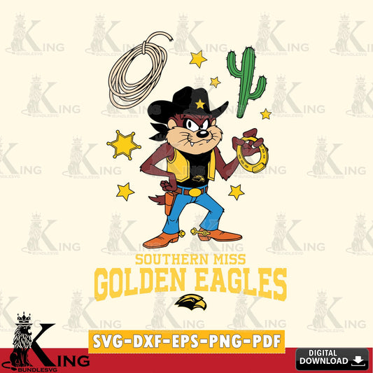 Southern Miss Golden Eagles Taz Cowboy Western SVG file, Cut file  , Digital Download , Instant Download, Taz svg, NCAA svg