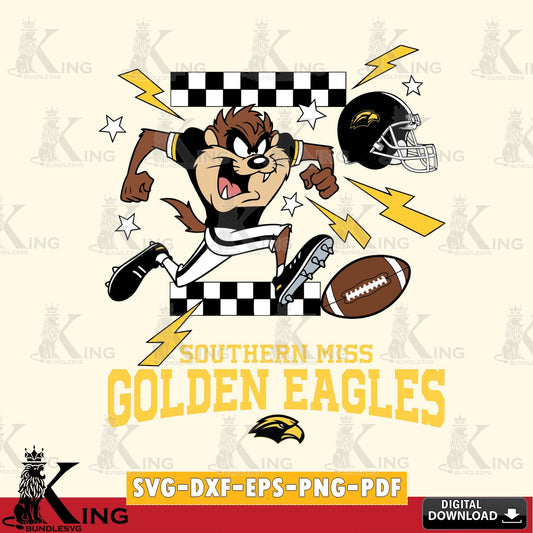 Southern Miss Golden Eagles Taz Football Lightning SVG file, Cut file  , Digital Download , Instant Download, Taz svg, NCAA svg